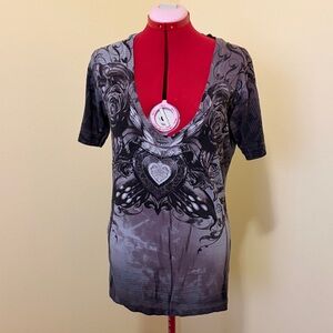 Sinful Black and Gray Graphic Tee